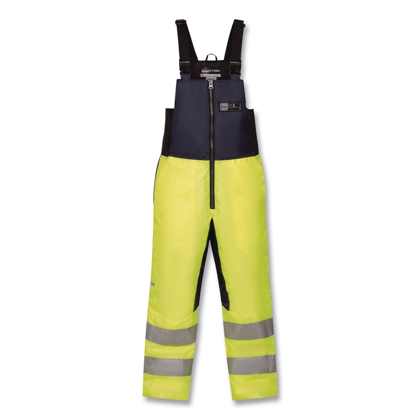 N-Ferno 6479 Hi-Vis Freezer Bib Overalls, 2X-Large, Lime