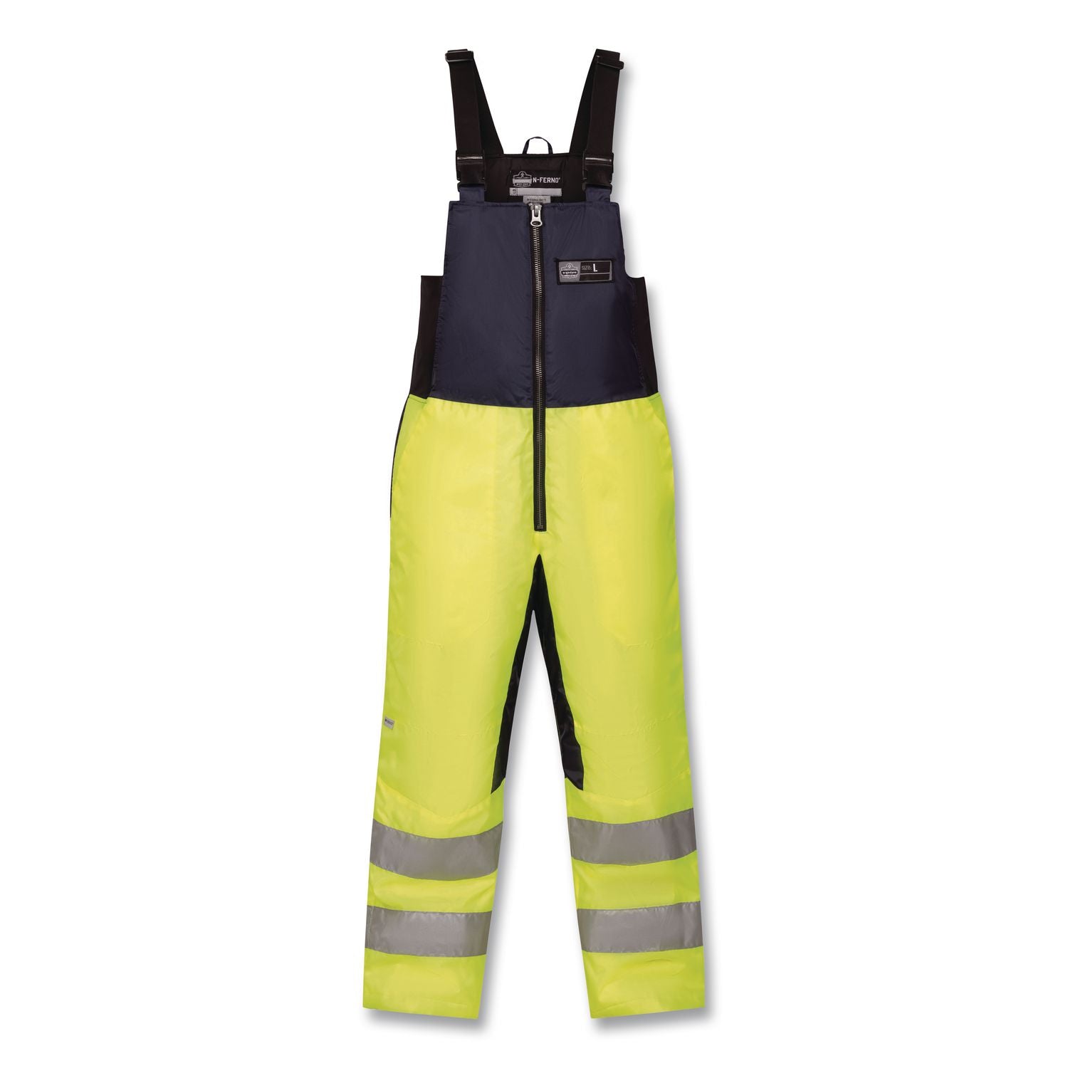 N-Ferno 6479 Hi-Vis Freezer Bib Overalls, 2X-Large, Lime