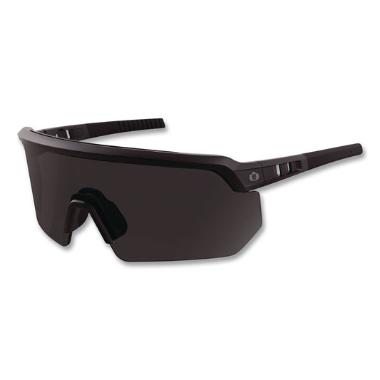 Skullerz AEGIR Color Enhancing Anti-Scratch Anti-Fog Safety Glasses, Matte Black Half Frame, High Contrast Smoke Single Lens