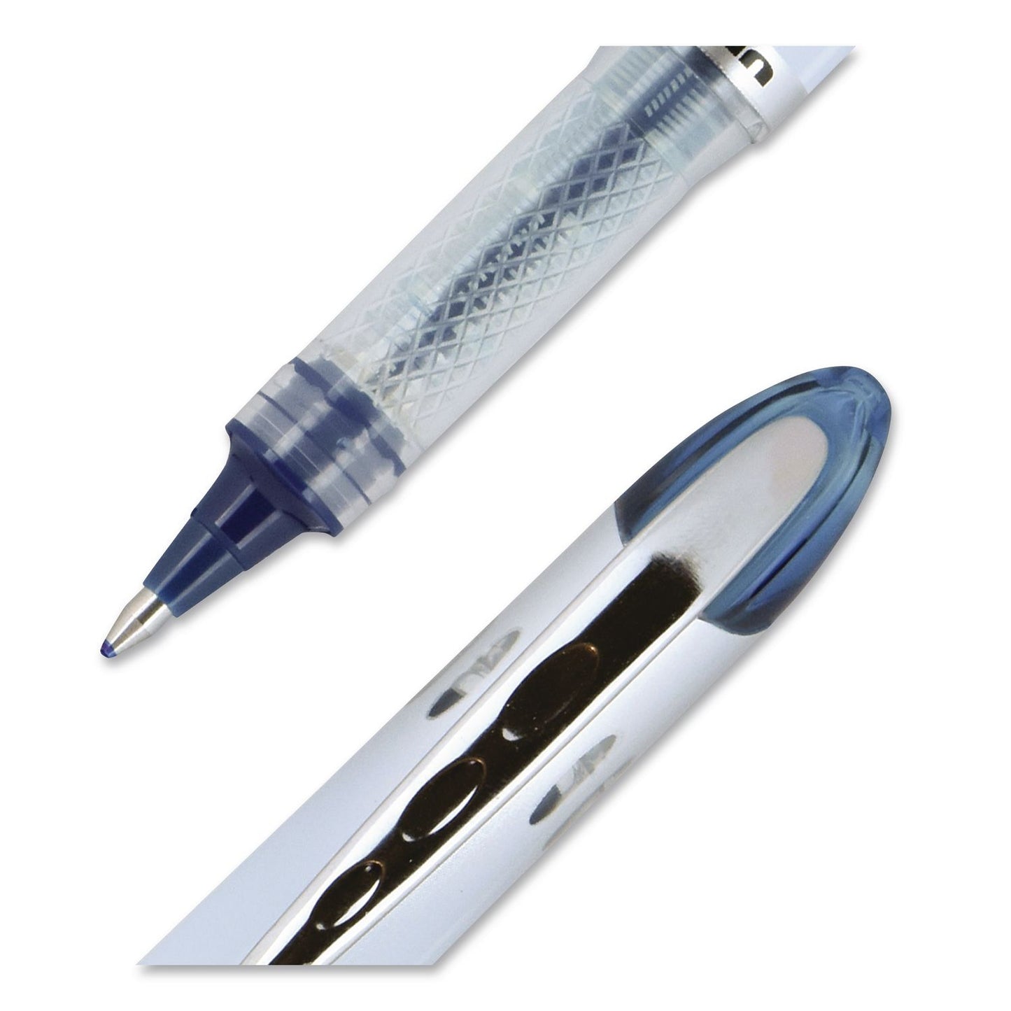 VISION ELITE BLX Series Hybrid Gel Pen, Stick, Bold 0.8 mm, Blue-Infused Black Ink, White/Blue/Clear Barrel, 4/Pack