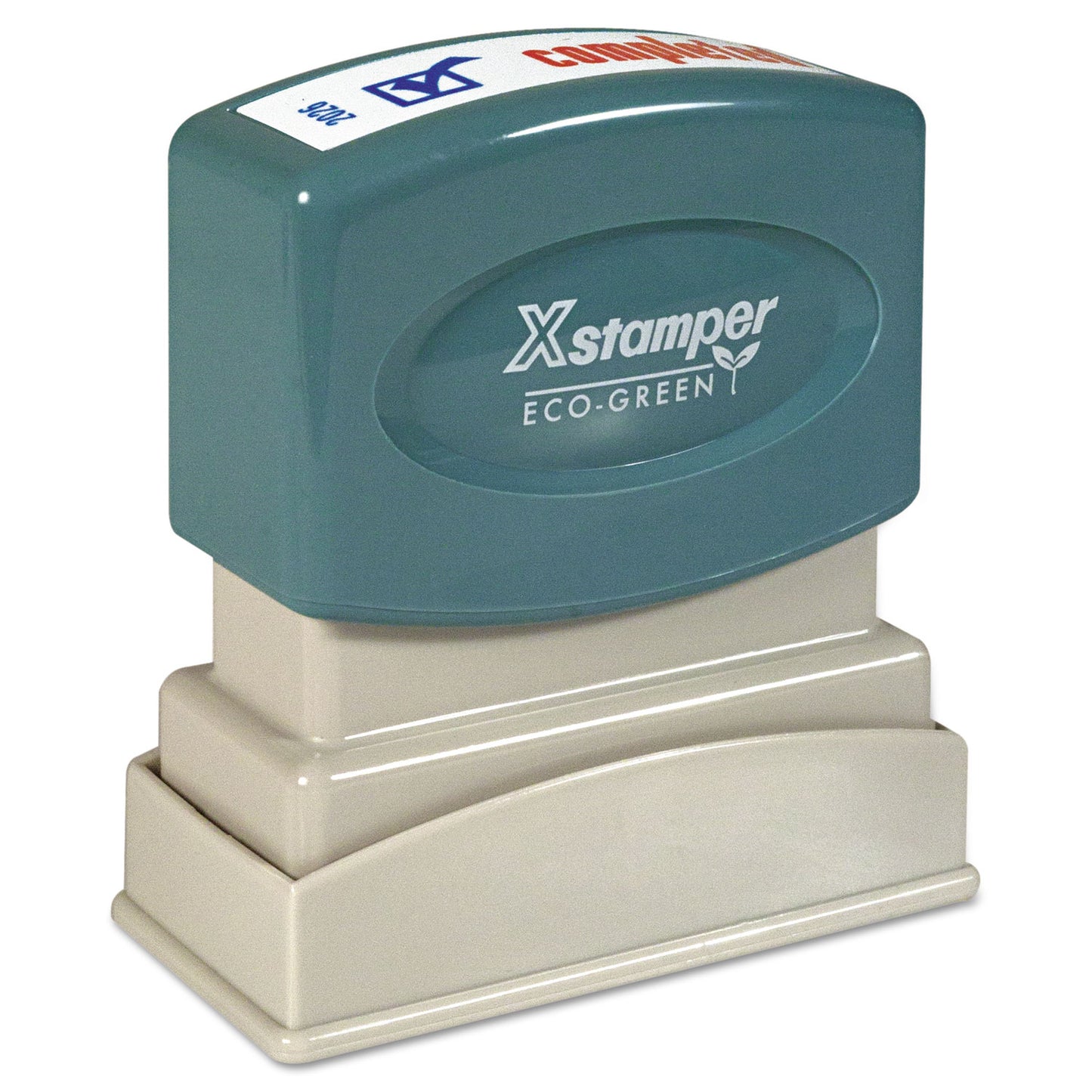 Two-Color Title Stamp, Completed, Blue/red