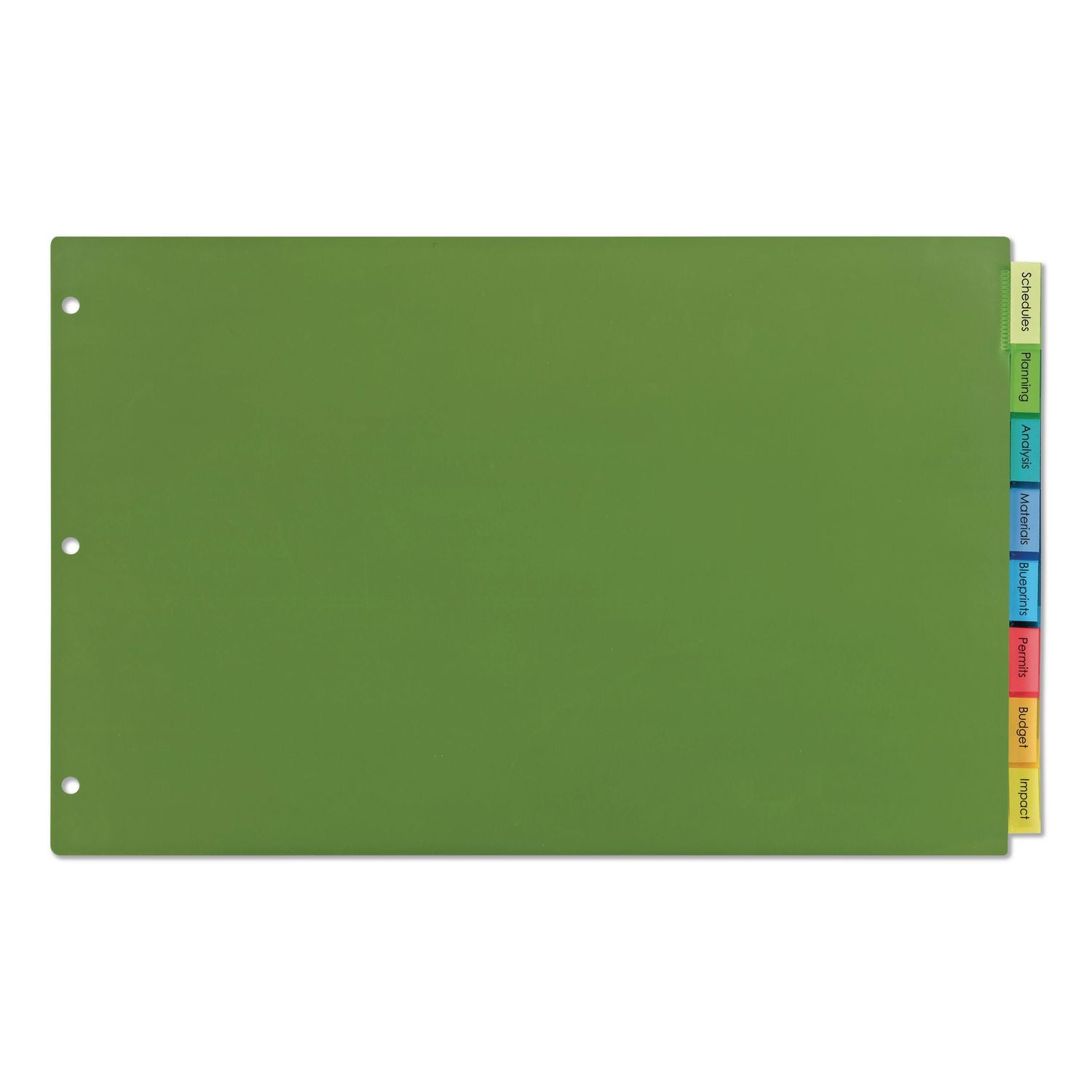 Insertable Big Tab Plastic Dividers, 8-Tab, 11 x 17, Assorted Colors, 1 Set