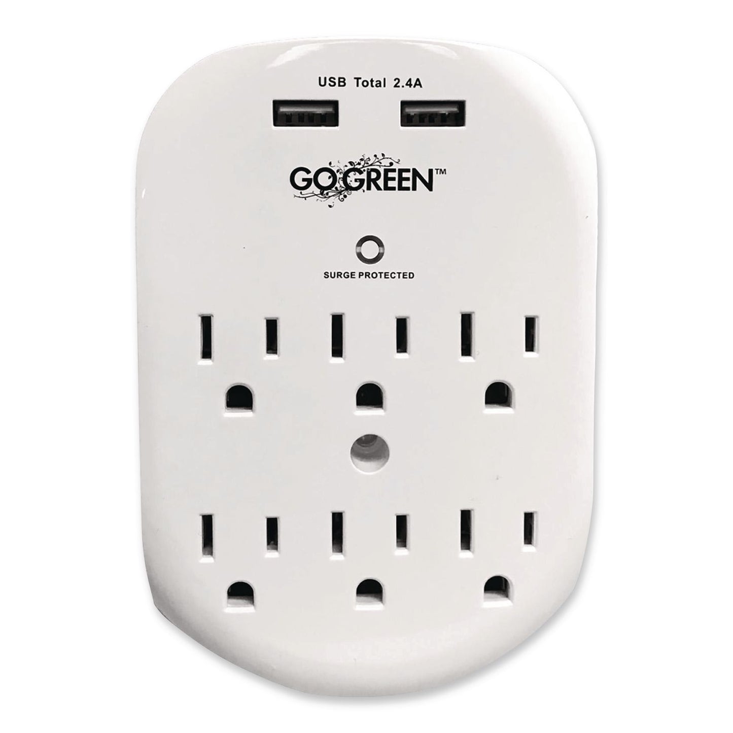 6 Outlet 4 USB Wall Tap, 735 J, White