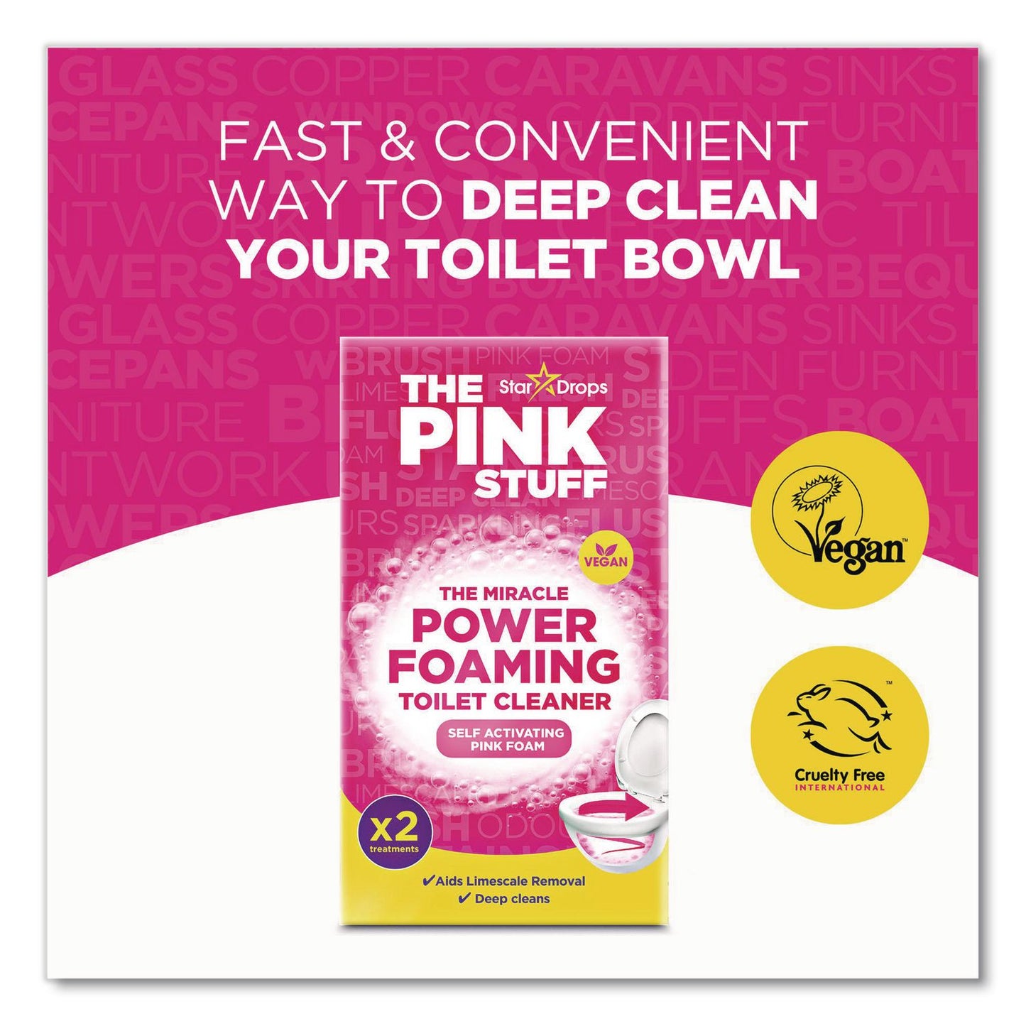 Miracle Power Foaming Toilet Cleaner, Fruity Scent, 3.5 oz Packet, 2 Packets/Box