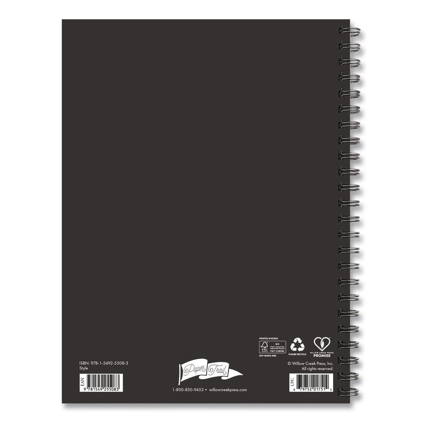 Style Undated Journal, Edition, Medium/College Rule, Black/Gold Cover, (80) 8 x 6 Sheets