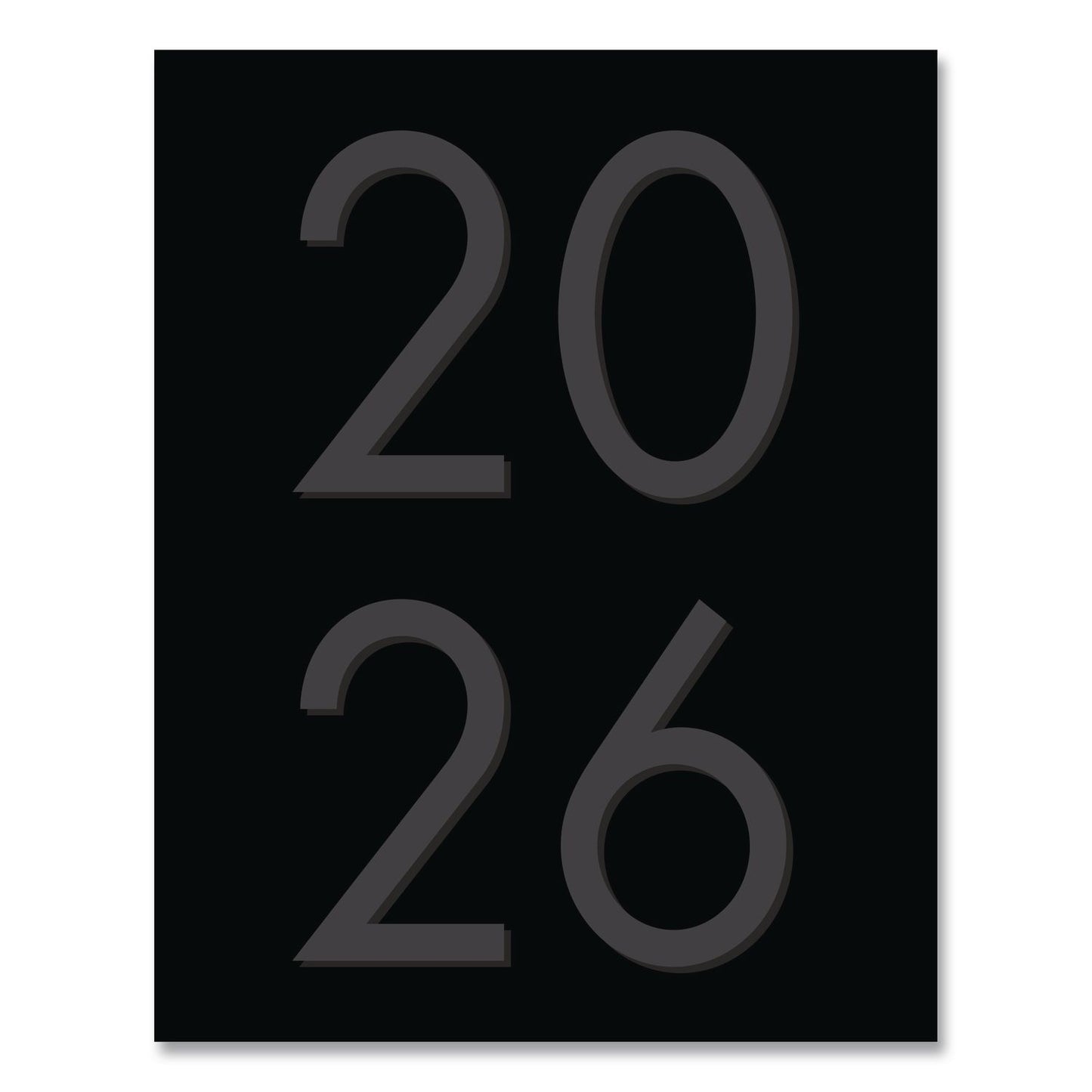Basic Black Monthly Planner, 9.5 x 7.5, Black Cover, 12-Month (Jan to Dec): 2026