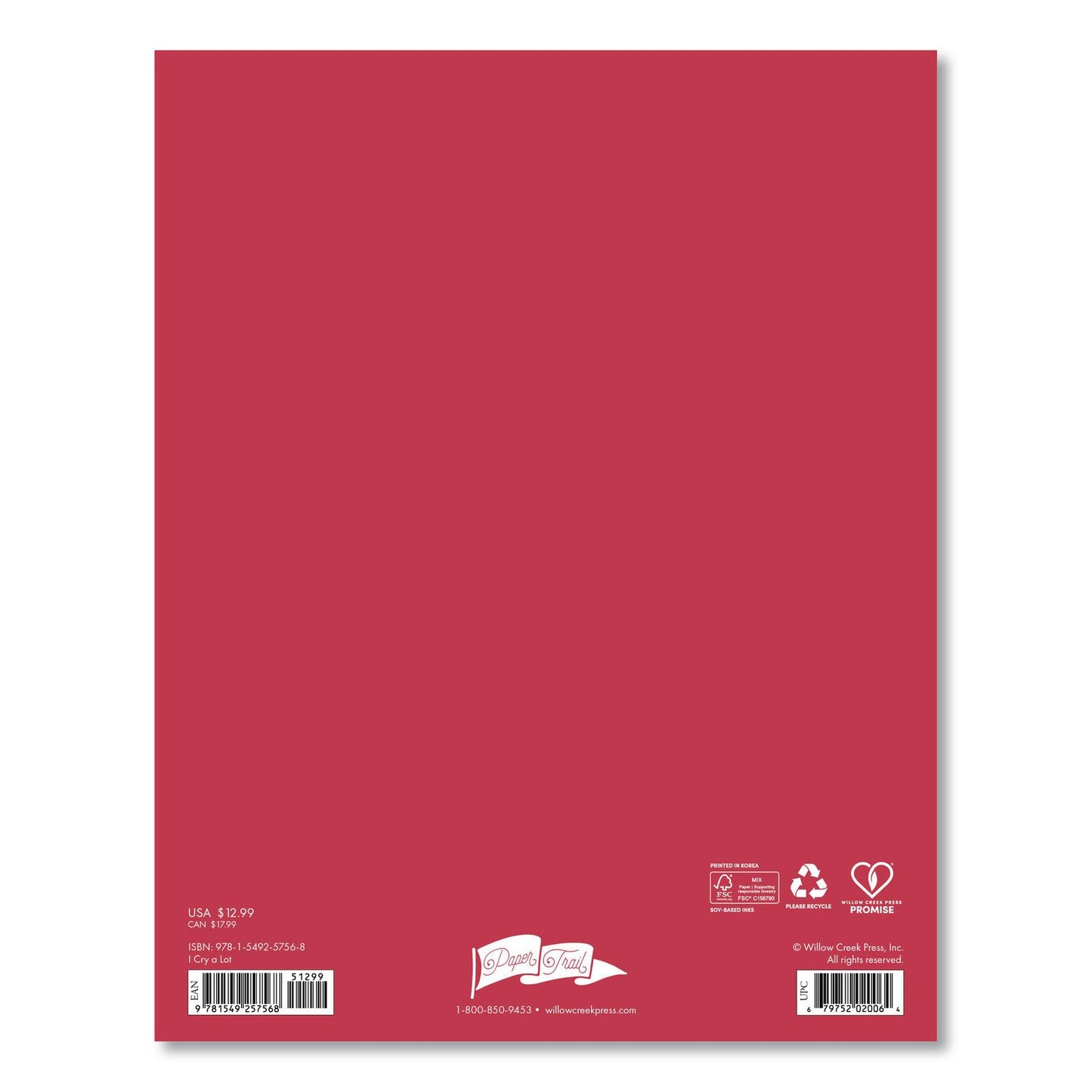 I Cry a Lot Monthly Planner, 9.5 x 7.5, Pink Cover, 12-Month (Jan to Dec): 2026
