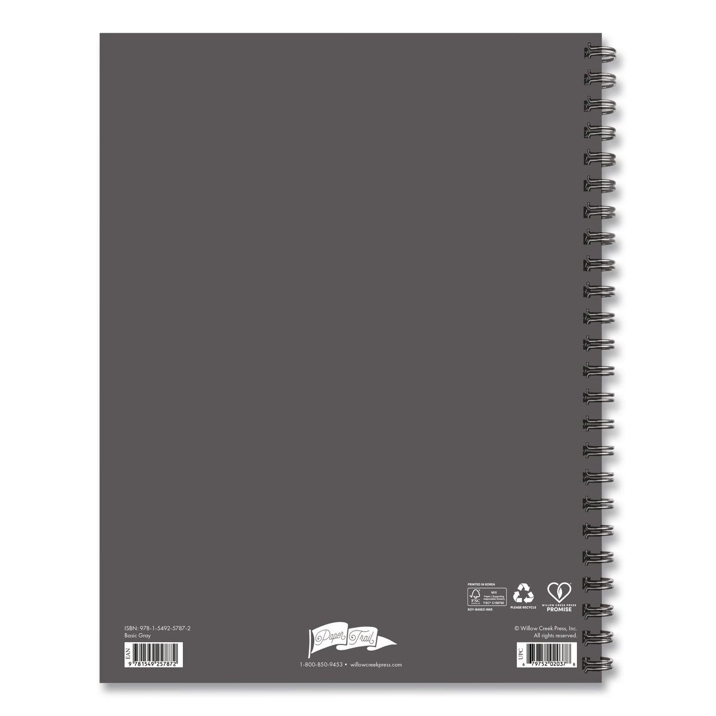 Basic Gray Weekly/Monthly Planner, 11 x 8.5, Gray Cover, 12-Month (Jan to Dec): 2026