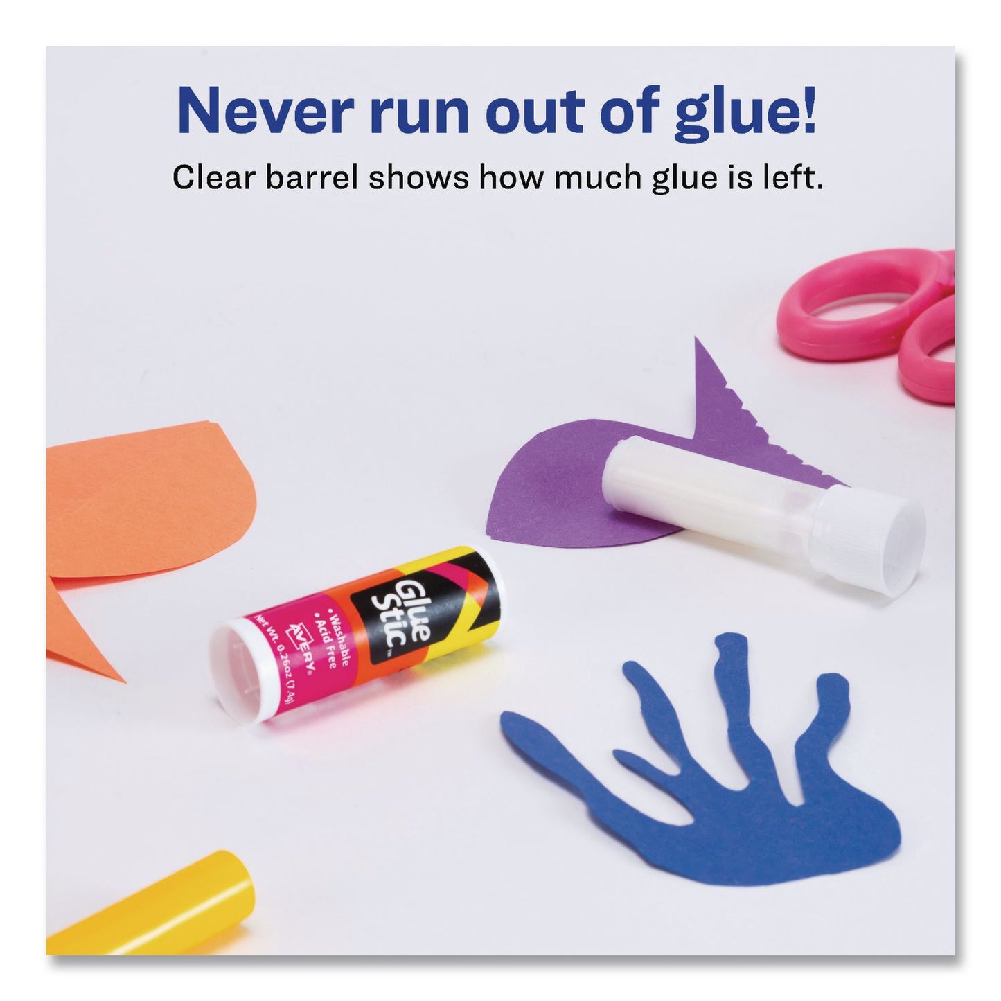 Permanent Glue Stic, 0.26 oz, Applies White, Dries Clear, 3/Pack