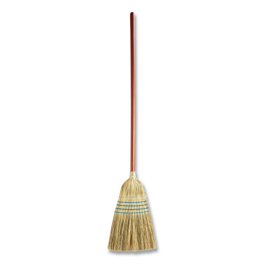 Corn-Fill Broom, Corn Fiber Bristles, 38" Overall Length, Blue