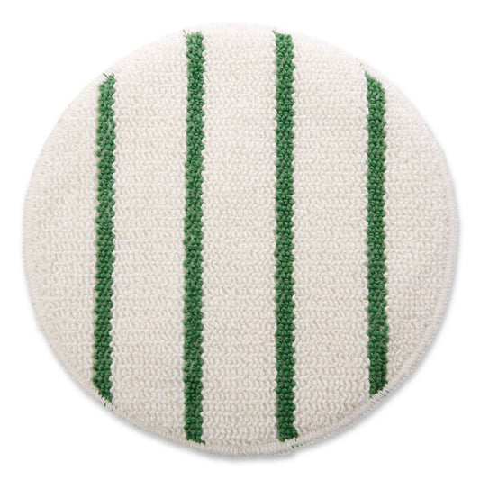Low Profile Scrub-Strip Carpet Bonnet, 19" Diameter, White/green