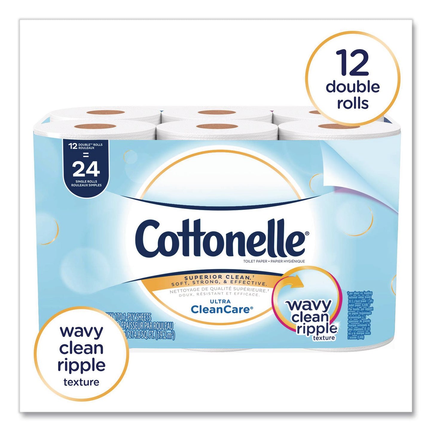 Clean Care Bathroom Tissue, Septic Safe, 1-Ply, White, 170 Sheets/roll, 12 Rolls/pack