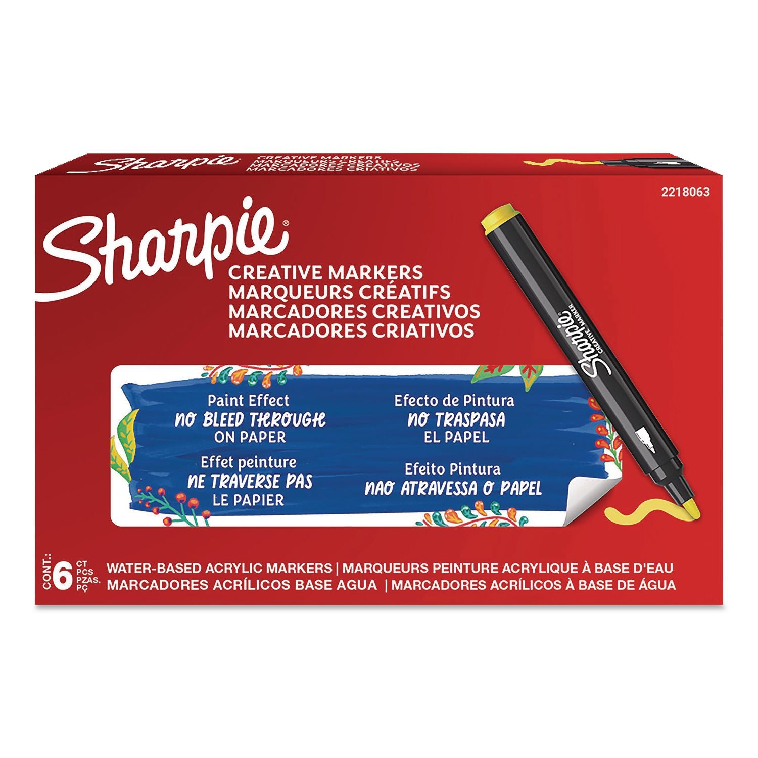 Creative Markers, Bullet Tip, Yellow, 6/Pack