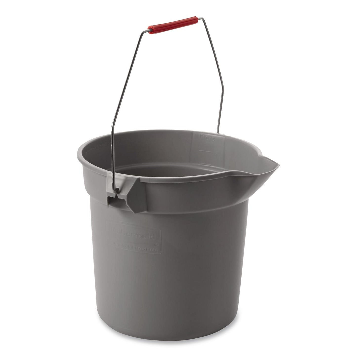 BRUTE Round Utility Pail, 10 qt, Plastic, Gray, 10.5" Diameter
