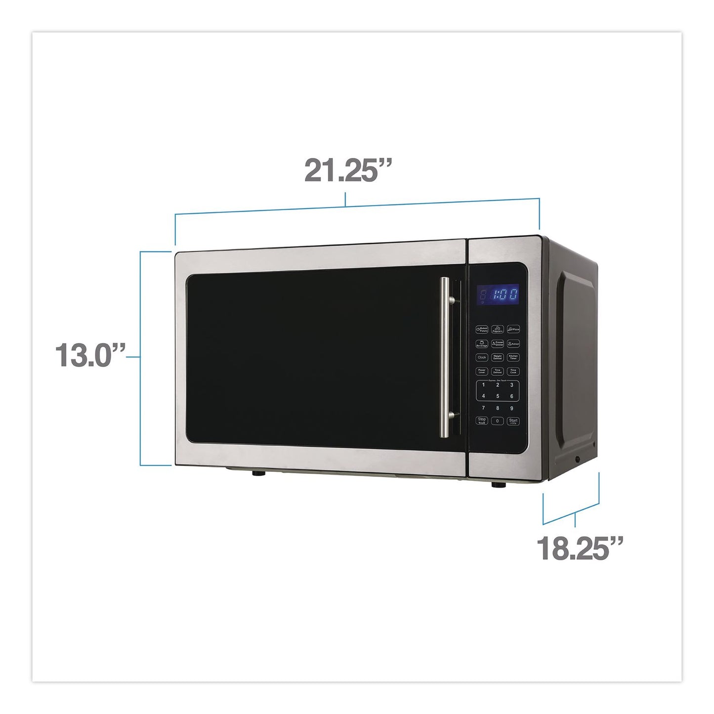 1.5 cu ft Countertop Microwave, 1,000 W, Stainless Steel/Black