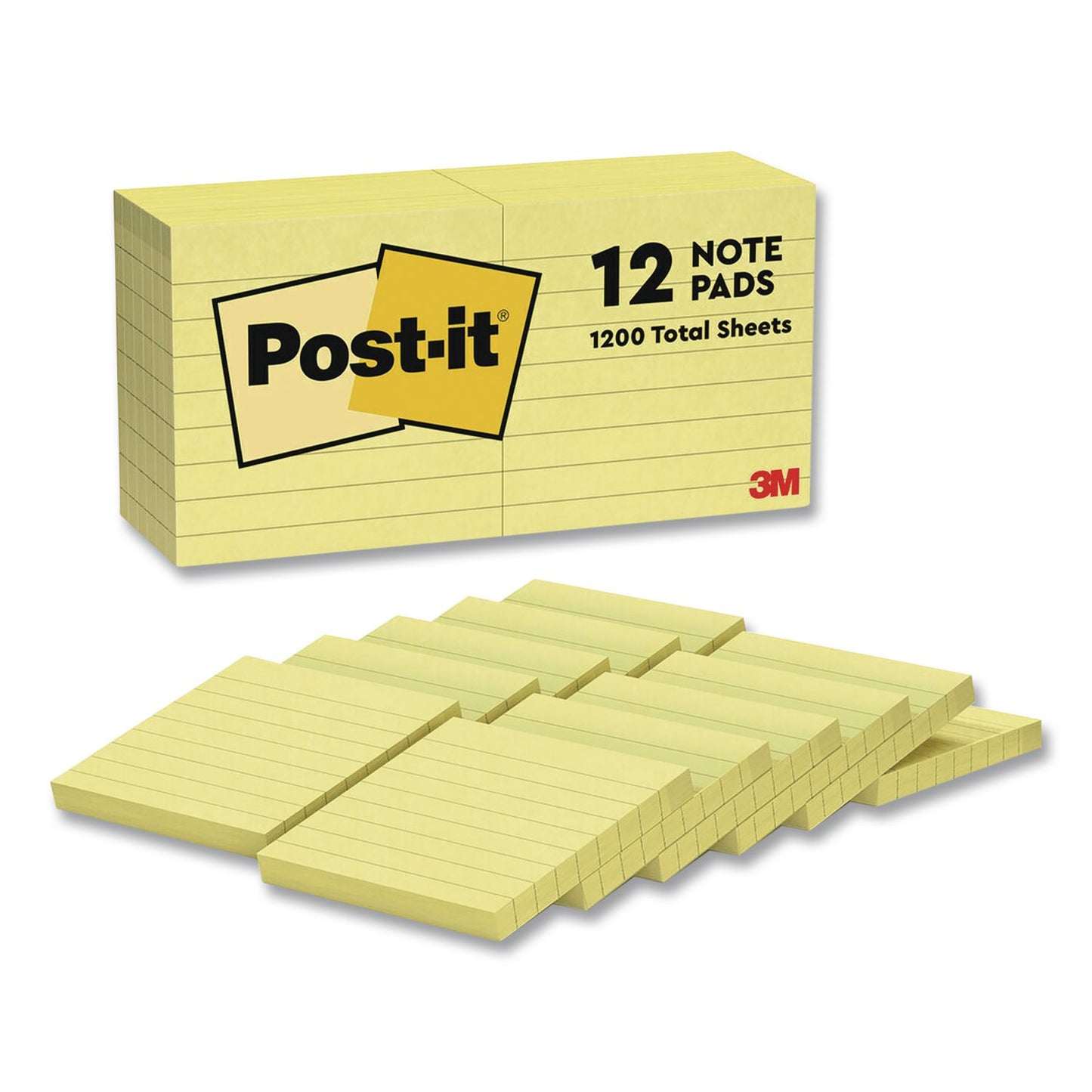 Original Pads in Canary Yellow, Note Ruled, 3" x 3", 100 Sheets/Pad, 12 Pads/Pack
