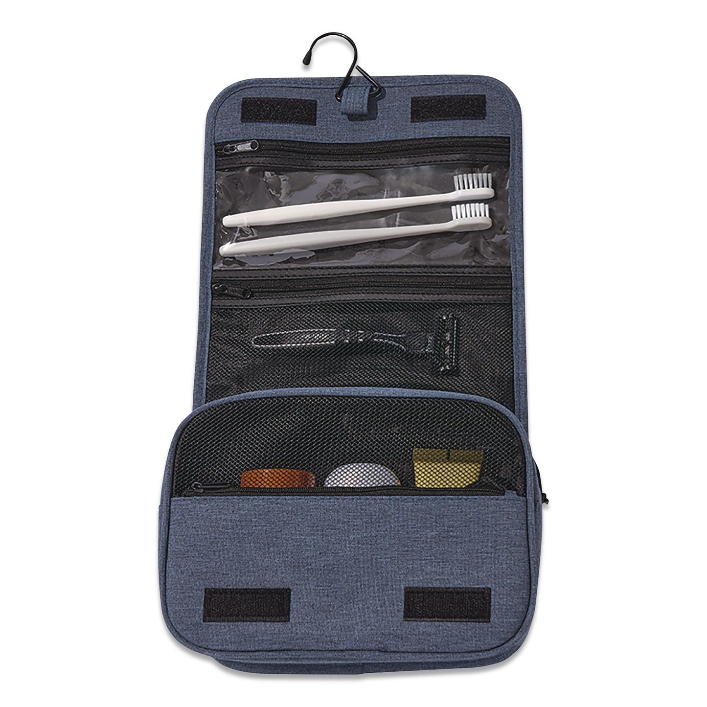 Fabric Toiletry Bag, 8.66 x 3.35 x 8.46, Blue