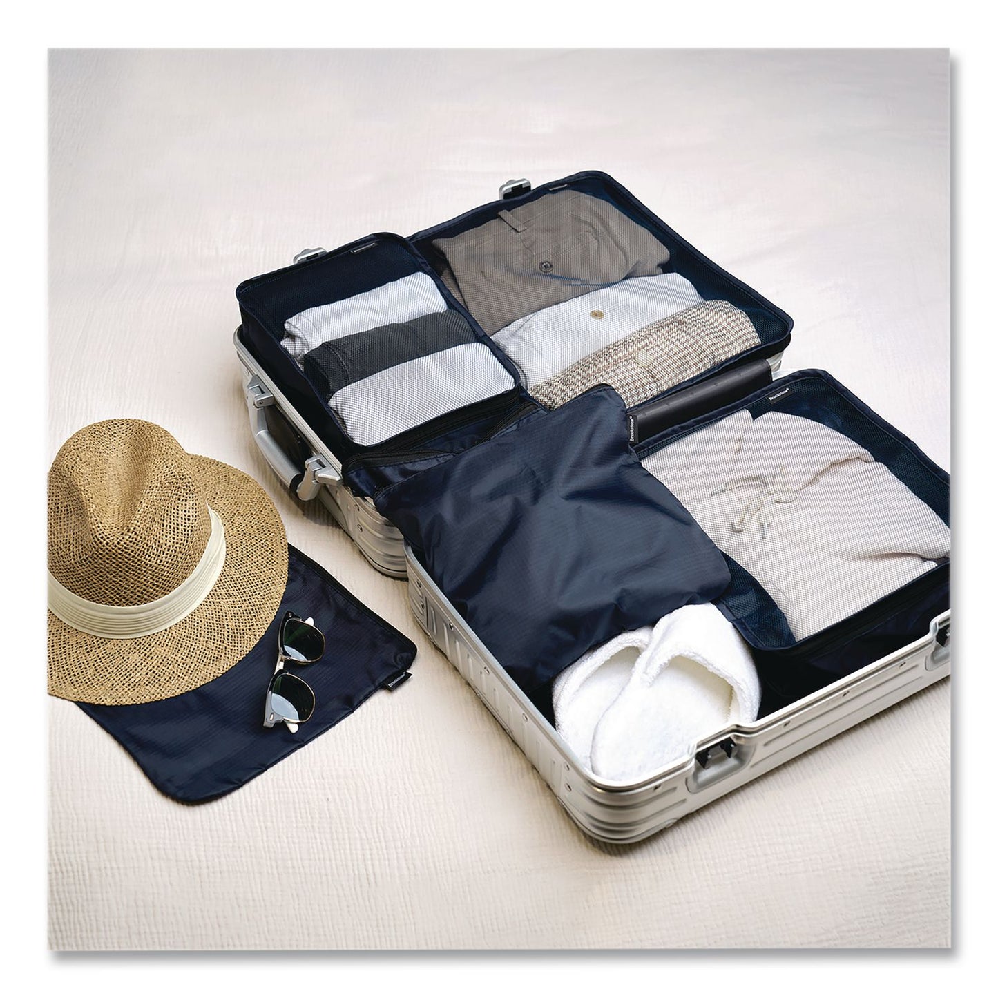 Six-Piece Travel Pouch Set, 12.2 x 1.97 x 9.65, Blue