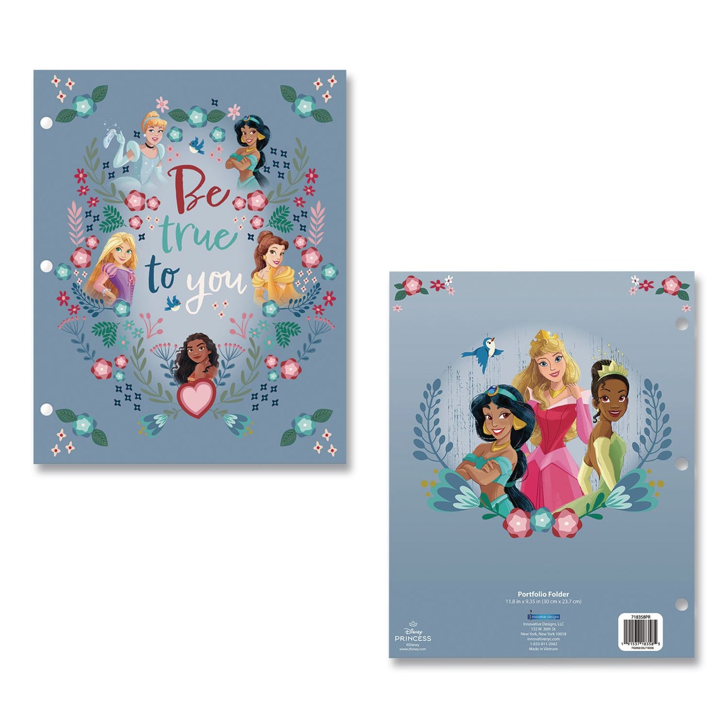 Licensed Two-Pocket Folder, Disney Princesses, Side: 3-Hole Punched, Accommodates (50) 11 x 8.5 Sheets, Multicolor