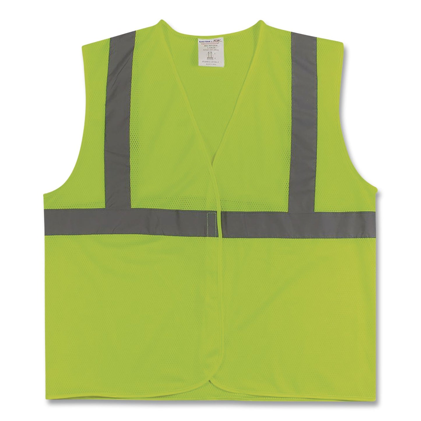 ANSI Class 2 Hook and Loop Safety Vest, Polyester Mesh, Medium, Lime