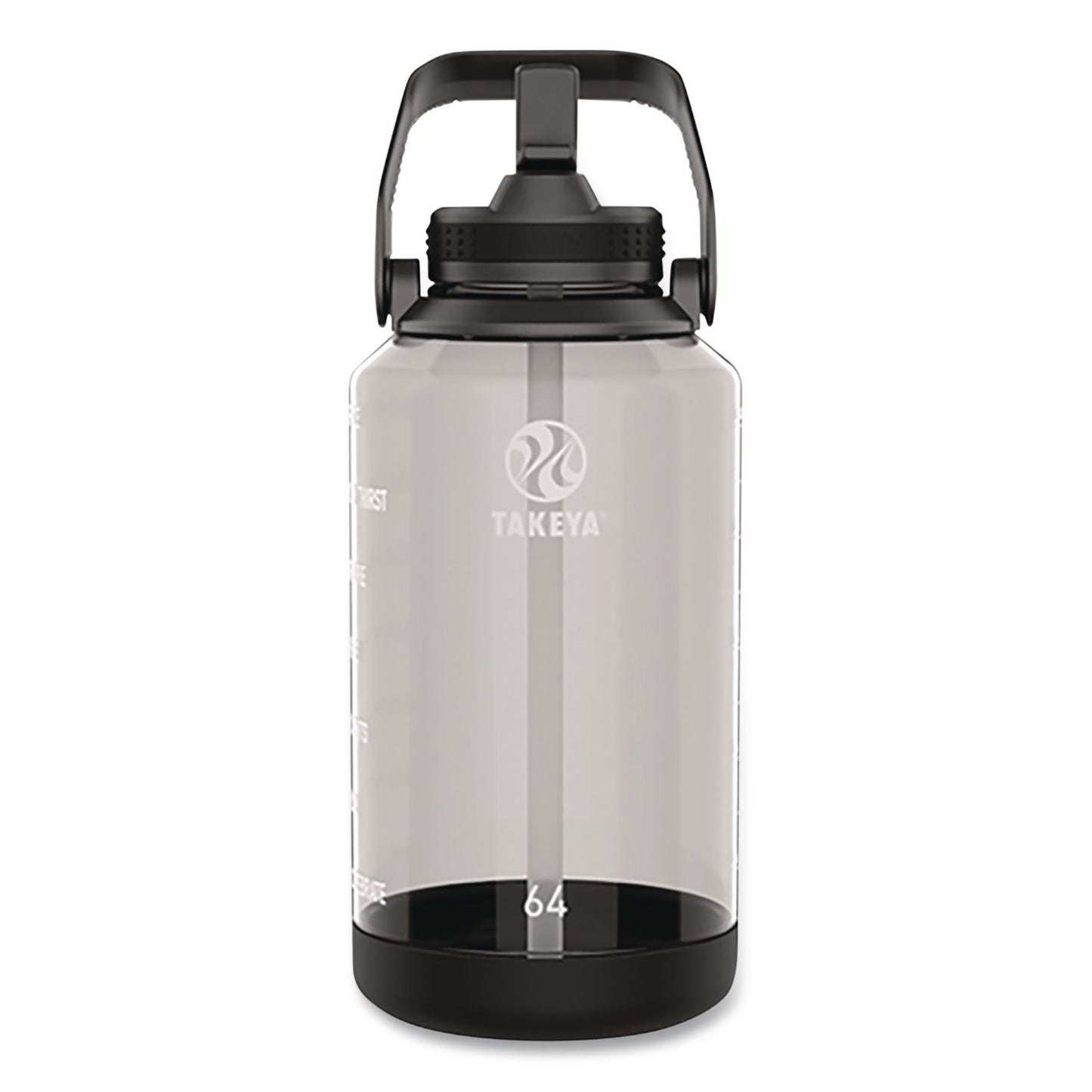Tritan Motivational Plastic Water Bottle, 64 oz, Stormy Black