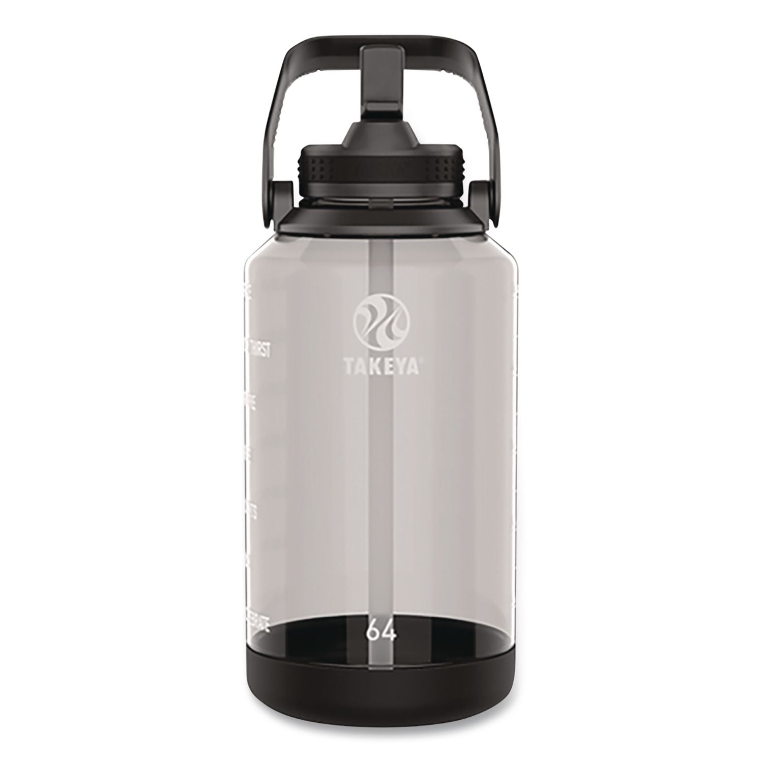 Tritan Motivational Plastic Water Bottle, 64 oz, Stormy Black