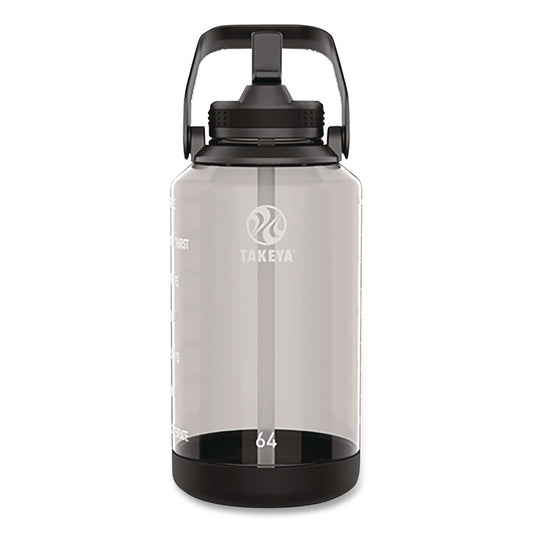 Tritan Motivational Plastic Water Bottle, 64 oz, Stormy Black