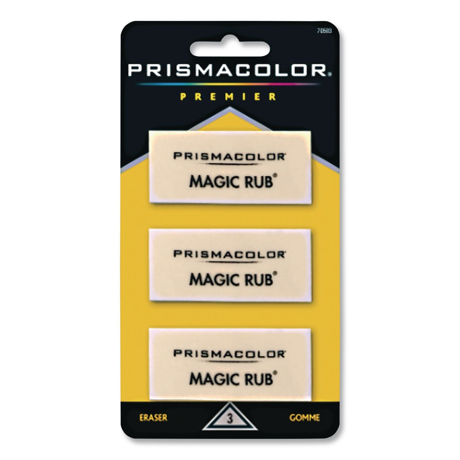 MAGIC RUB ERASER, FOR PENCIL/INK MARKS, RECTANGULAR BLOCK, MEDIUM, OFF WHITE, 3/PACK