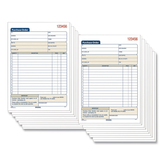 Multipart Purchase Order Pad, Three-Part Carbonless, 8.44 x 5.56, 50 Sets/Pad,10 Pads/Pack