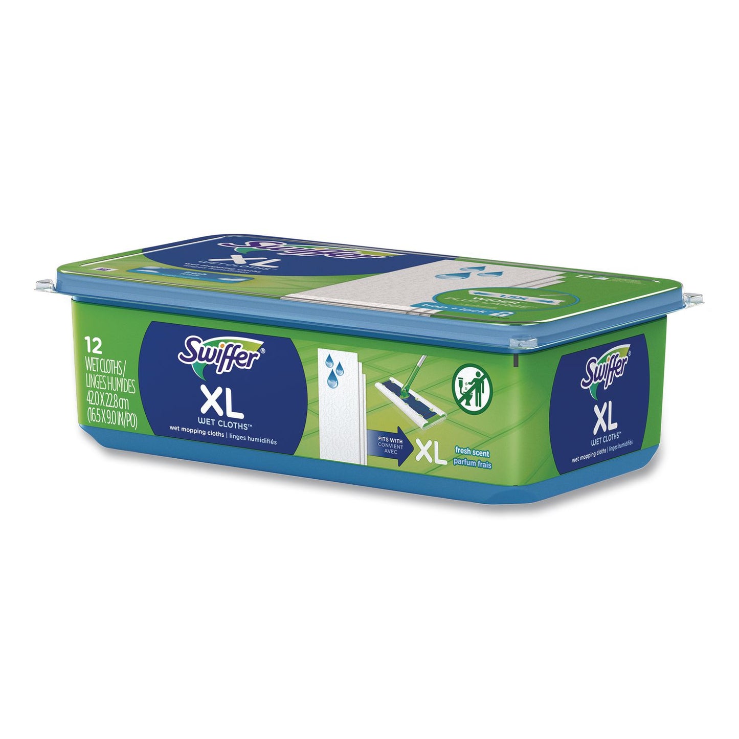 Max/XL Wet Refill Cloths, 9 x 16.5, Fresh Scent, White, 12/Tub