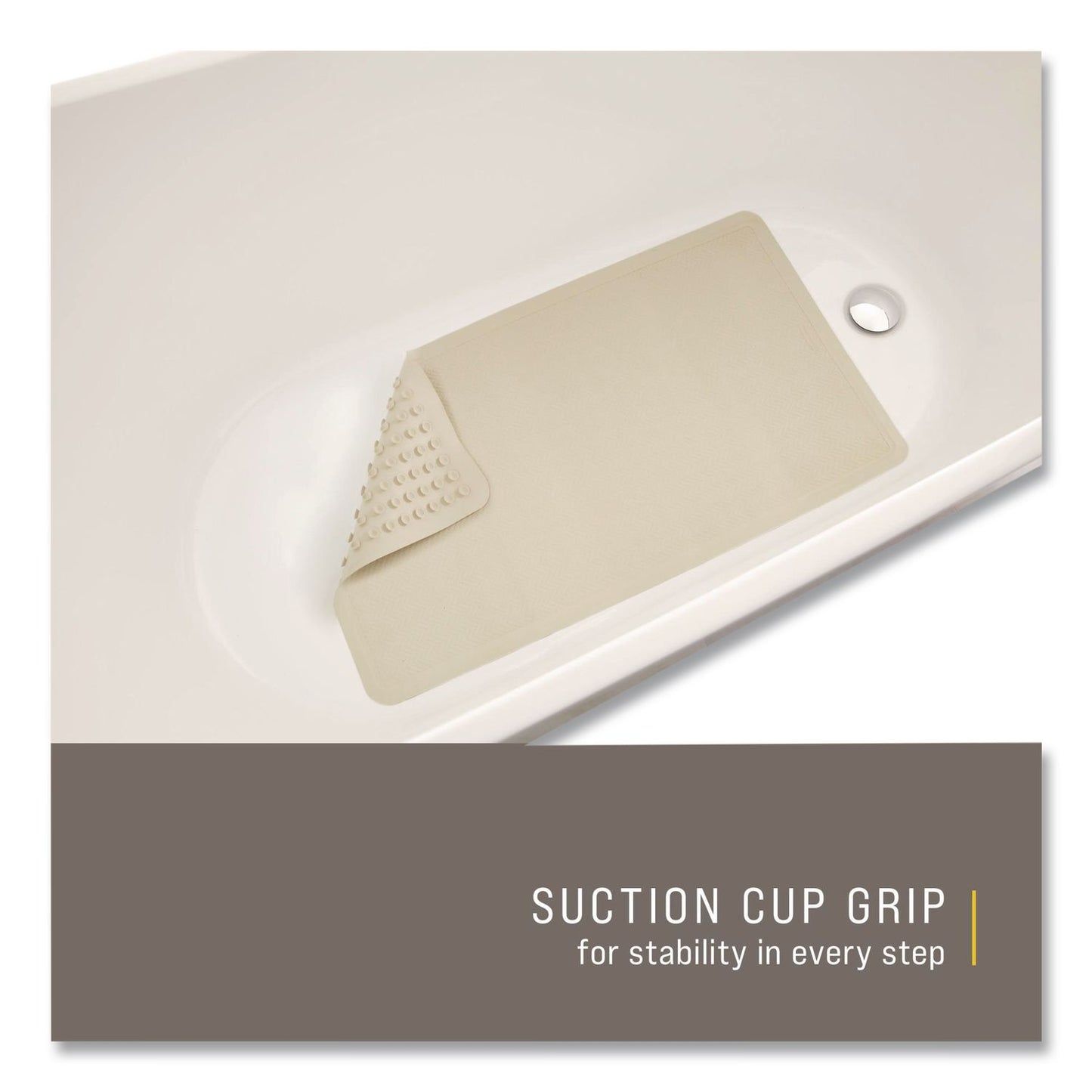 Safti-Grip Bath Mats, White Textured Surface, Suction-Cup Backing, 16" x 28"