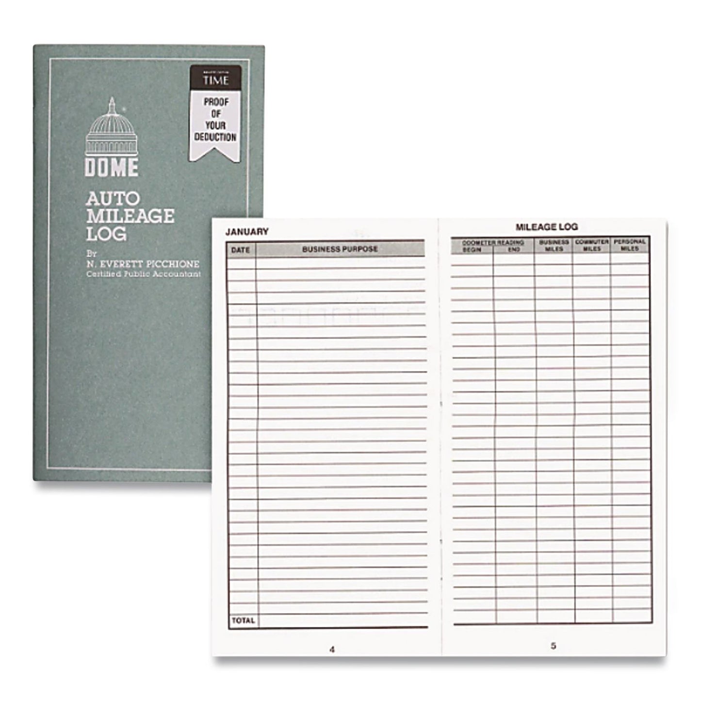 Auto Mileage Log, One-Part (no Copies), 6.5 X 6.25, 32 Forms Total