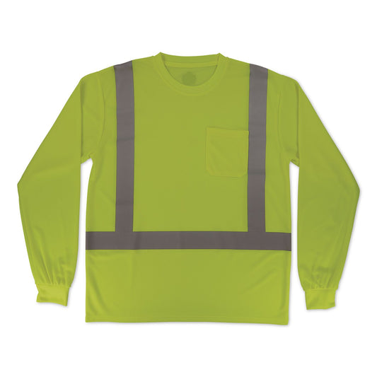 GloWear 8284 Class 2 Essential Hi-Vis Long Sleeve T-Shirt, 3X-Large, Lime