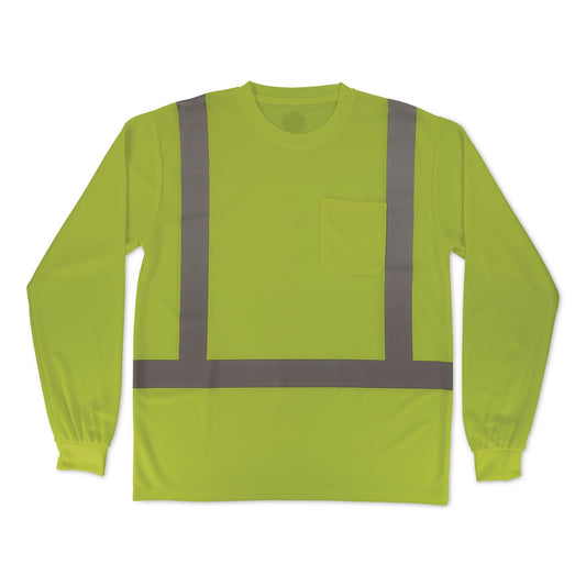 GloWear 8284 Class 2 Essential Hi-Vis Long Sleeve T-Shirt, 4X-Large, Lime