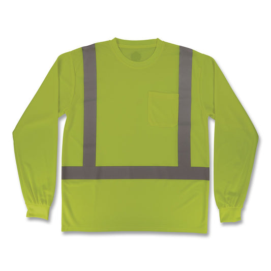 GloWear 8284 Class 2 Essential Hi-Vis Long Sleeve T-Shirt, 5X-Large, Lime