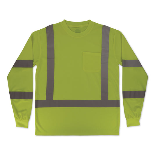 GloWear 8368 Class 3 Essential Hi-Vis Long Sleeve T-Shirt, Small, Lime