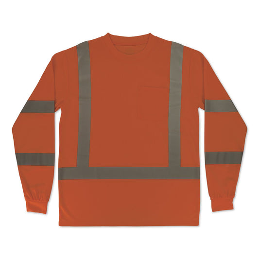 GloWear 8368 Class 3 Essential Hi-Vis Long Sleeve T-Shirt, 2X-Large, Orange