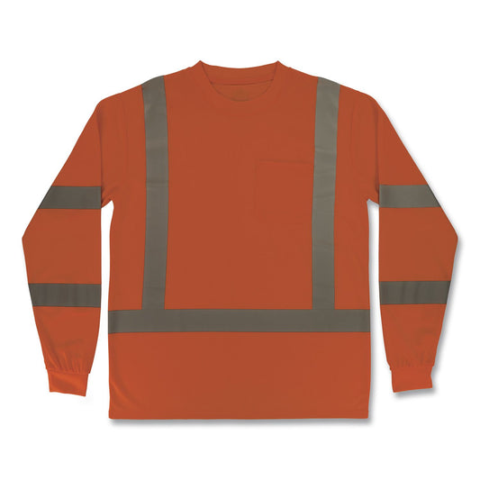 GloWear 8368 Class 3 Essential Hi-Vis Long Sleeve T-Shirt, 4X-Large, Orange