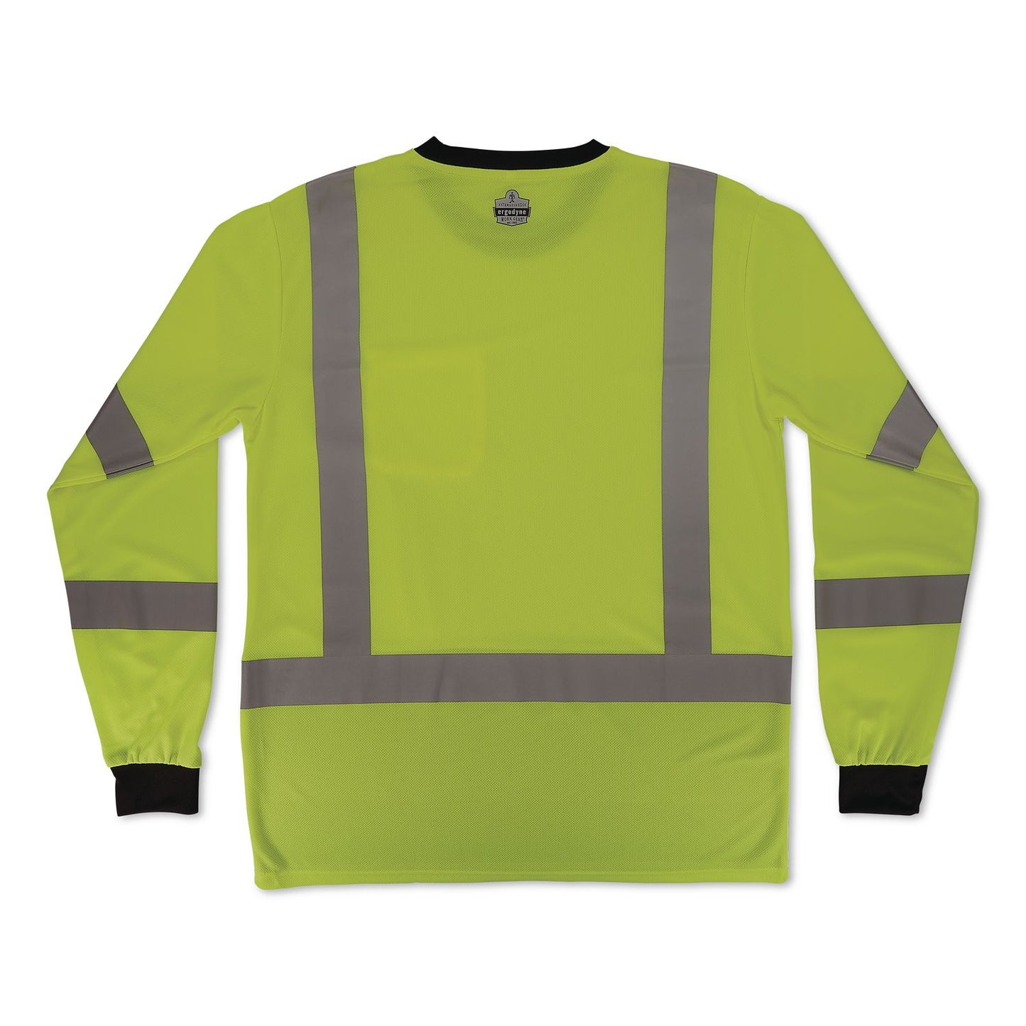 GloWear 8369BK Class 3 Essential Hi-Vis Long Sleeve T-Shirt with Black Bottom, Medium, Lime