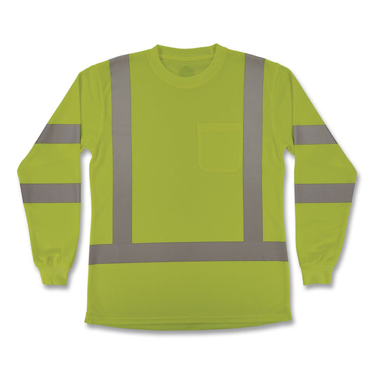GloWear 8374 Class 3 Women's Essential Hi-Vis Long Sleeve T-Shirt, 2X-Large, Lime