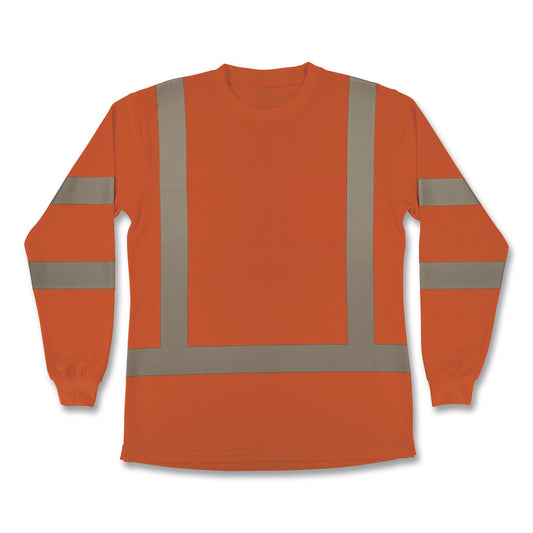 GloWear 8374 Class 3 Women's Essential Hi-Vis Long Sleeve T-Shirt, Small, Orange