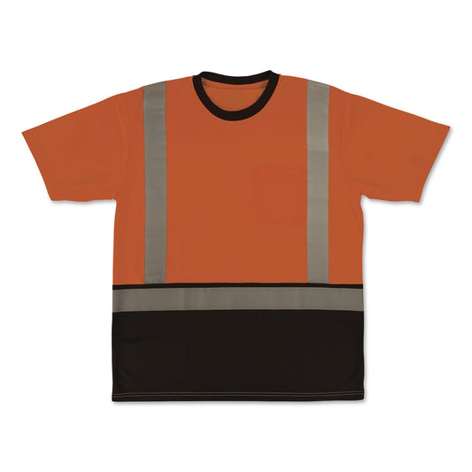 GloWear 8286BK Class 2 Essential Hi-Vis T-Shirt with Black Bottom, X-Large, Orange