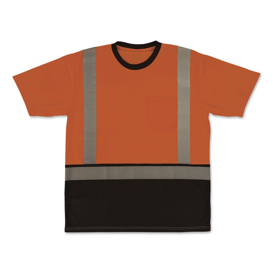 GloWear 8286BK Class 2 Essential Hi-Vis T-Shirt with Black Bottom, 2X-Large, Orange
