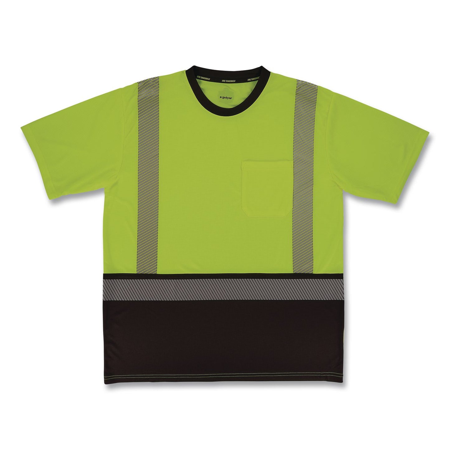 GloWear 8294BK Class 2 Performance Hi-Vis T-Shirt with Black Bottom, 2X-Large, Lime