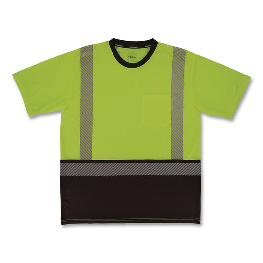 GloWear 8294BK Class 2 Performance Hi-Vis T-Shirt with Black Bottom, 2X-Large, Lime