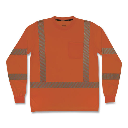 GloWear 8370 Class 3 Performance Hi-Vis Long Sleeve T-Shirt, 3X-Large, Orange