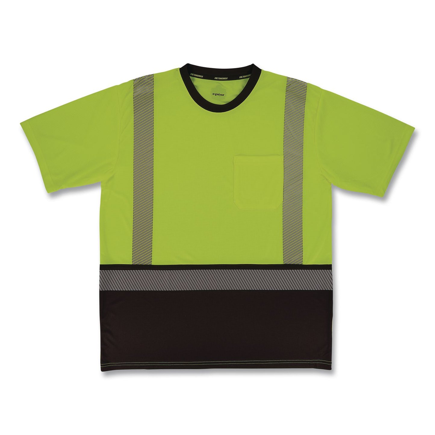 GloWear 8294BK Class 2 Performance Hi-Vis T-Shirt with Black Bottom, 4X-Large, Lime