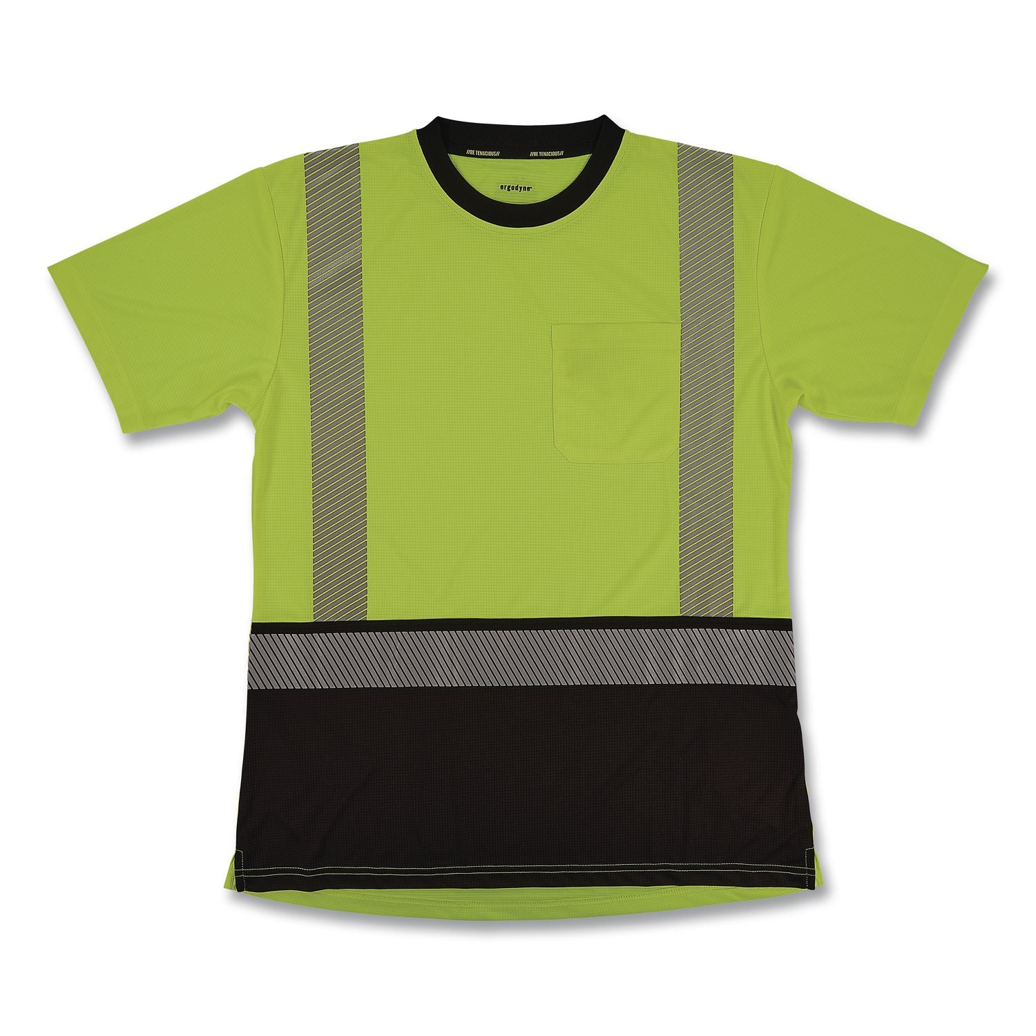 GloWear 8276BK Class 2 Women's Performance Hi-Vis T-Shirt with Black Bottom, X-Small, Lime