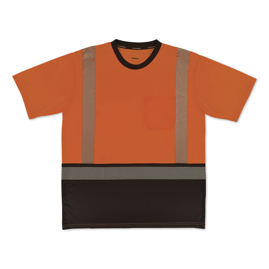 GloWear 8294BK Class 2 Performance Hi-Vis T-Shirt with Black Bottom, 3X-Large, Orange