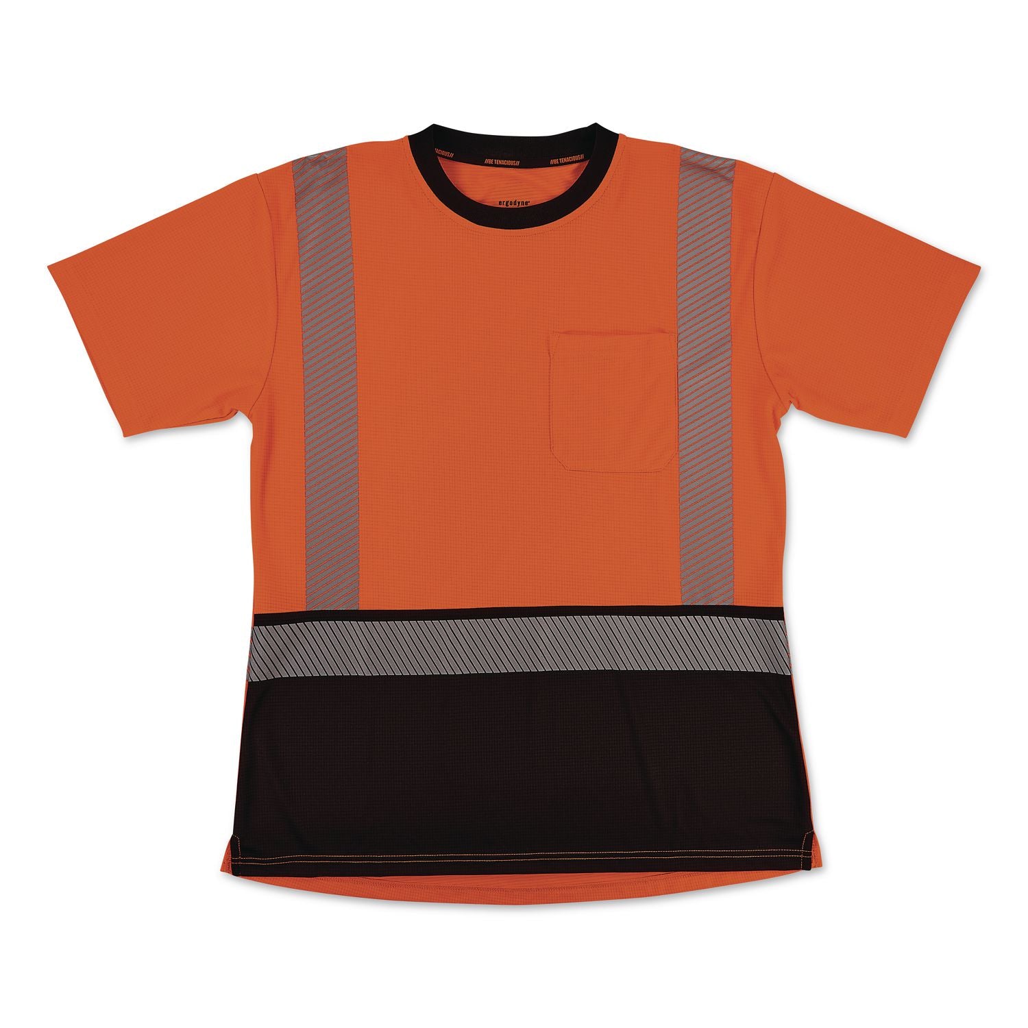 GloWear 8276BK Class 2 Women's Performance Hi-Vis T-Shirt with Black Bottom, Medium, Orange